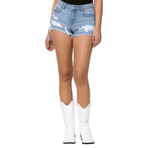 Cello High Rise Fray Hem Destroy Short - Picture 2 of 6